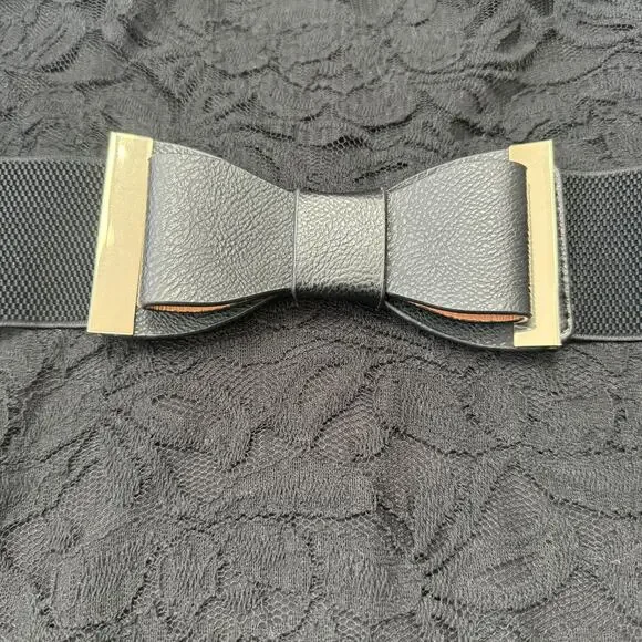 Joseph Ribkoff Dress Womens 8 Black Lace Fit Flare Belted Ruffle Hem Knee Length - Picture 4 of 11